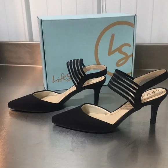 Life Stride Black Strappy Pointed-Toe Heels - Picture 3 of 5